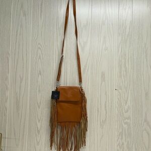 Area Stars Faux Leather Tan Fringe Western Boho Purse
Crossbody Bag NWT